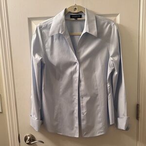 Jones New York Sky Blue Button-Up Blouse